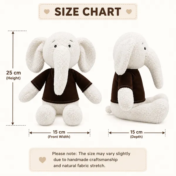 White Elephant In Shirt Sherpa Plush Toy For Kids - Image 5