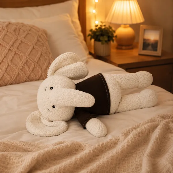 White Elephant In Shirt Sherpa Plush Toy For Kids - Image 3