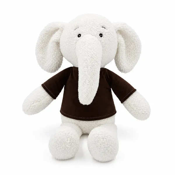White Elephant In Shirt Sherpa Plush Toy For Kids - Image 2