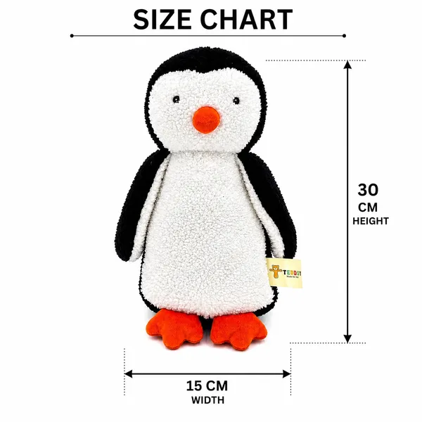 Black White Sherpa Penguin Plush Toy For Kids - Image 4