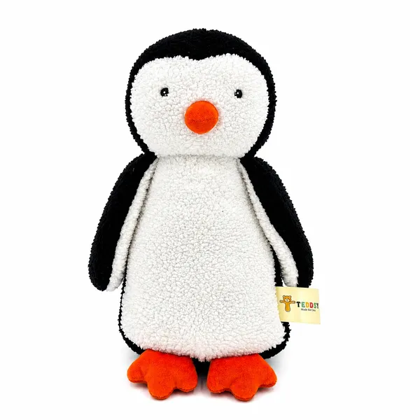 Black White Sherpa Penguin Plush Toy For Kids - Image 2