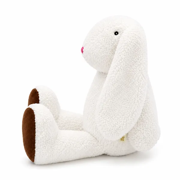 White Sherpa Floppy-Eared Bunny Plush Toy For Kids - Image 3