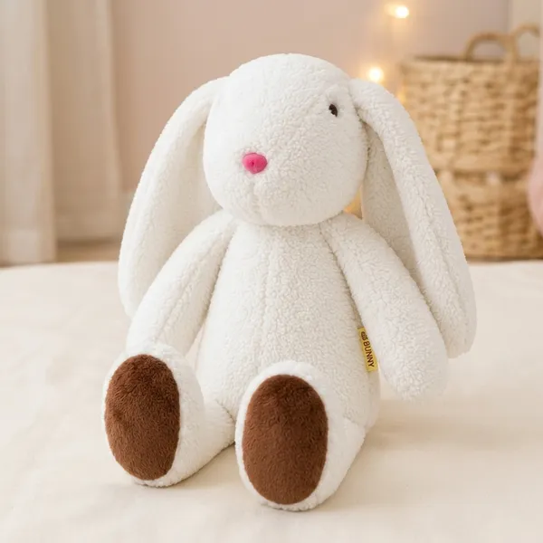 White Sherpa Floppy-Eared Bunny Plush Toy For Kids - Image 6