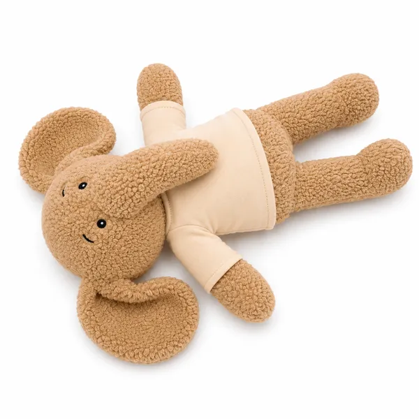 Beige Sherpa Floppy-Eared Elephant Plush Toy For Kids - Image 4