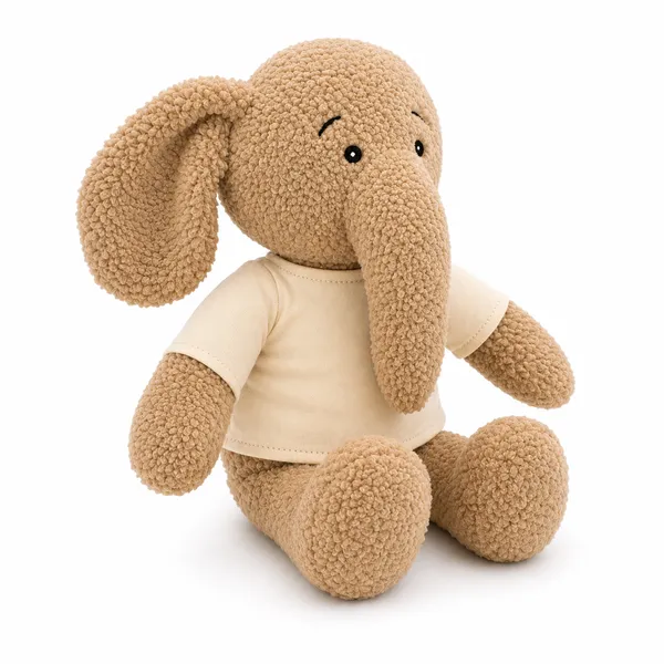 Beige Sherpa Floppy-Eared Elephant Plush Toy For Kids - Image 3