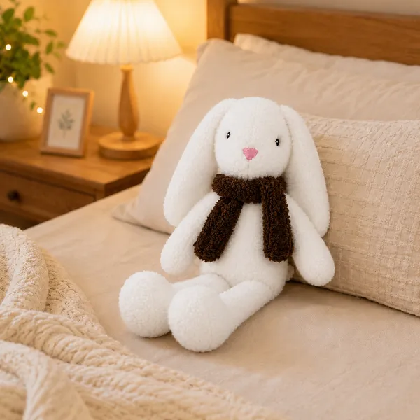 White Sherpa Seated Bunny Plush Toy For Kids - Image 5