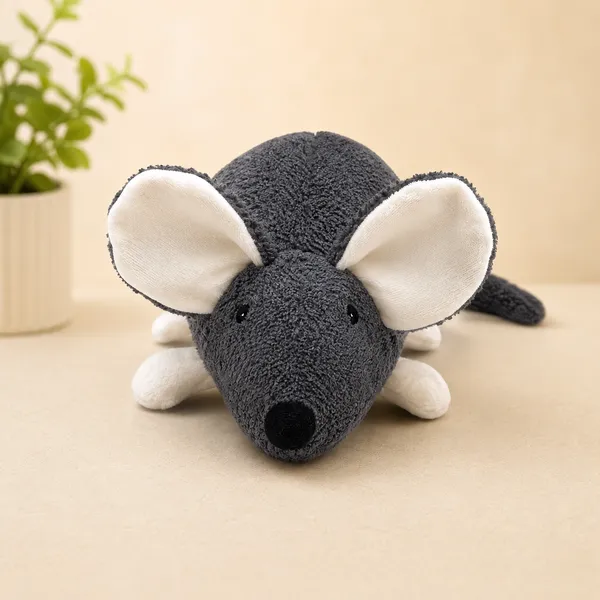 Black White Sherpa Mouse Plush Toy For Kids - Image 2