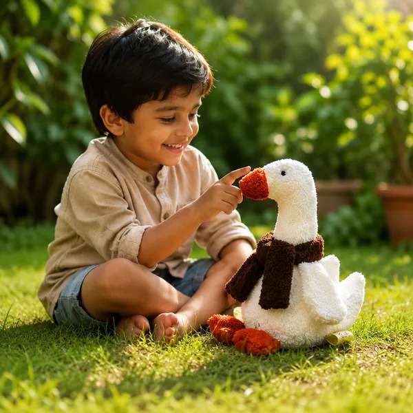 White Sherpa Duck Plush Toy For Kids - Image 1