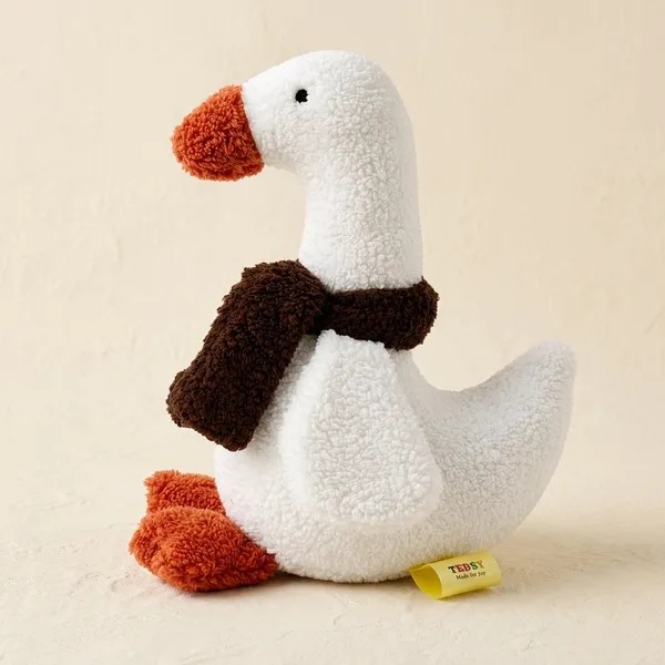 White Sherpa Duck Plush Toy For Kids - Image 5