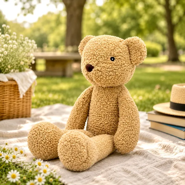 Beige Sherpa Seated Teddy Bear Plush Toy For Kids - Image 6