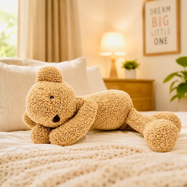 Beige Sherpa Seated Teddy Bear Plush Toy For Kids - Image 3