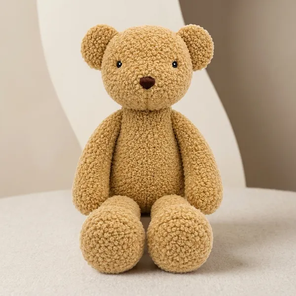 Beige Sherpa Seated Teddy Bear Plush Toy For Kids - Image 4