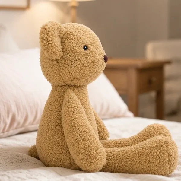 Beige Sherpa Seated Teddy Bear Plush Toy For Kids - Image 2
