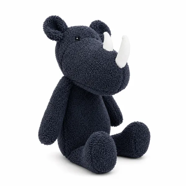 Black Sherpa Rhino Plush Toy For Kids - Image 3