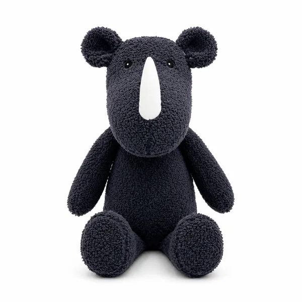 Black Sherpa Rhino Plush Toy For Kids - Image 1