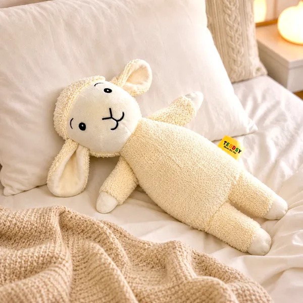 Cream Sherpa Rabbit Plush Toy For Kids - Image 3