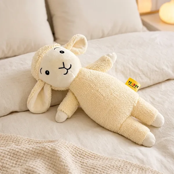 Cream Sherpa Rabbit Plush Toy For Kids - Image 4