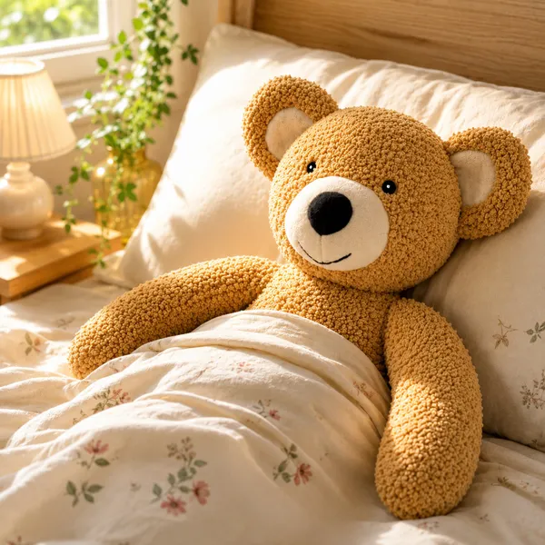 Beige Sherpa Seated Teddy Bear Plush Toy For Kids - Image 4