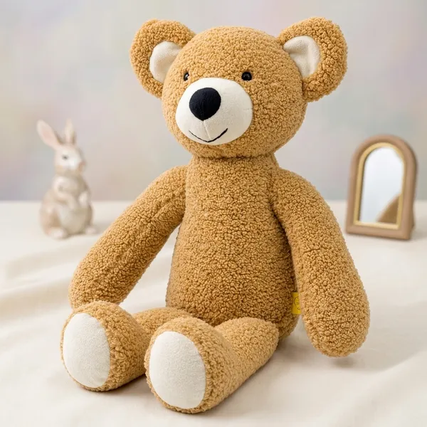 Beige Sherpa Seated Teddy Bear Plush Toy For Kids - Image 1