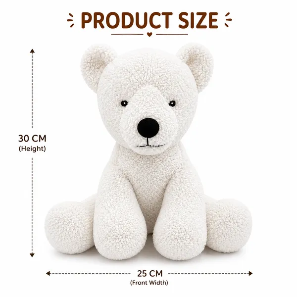 White Sherpa Polar Bear Plush Toy For Kids - Image 4