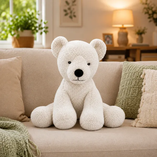 White Sherpa Polar Bear Plush Toy For Kids - Image 7