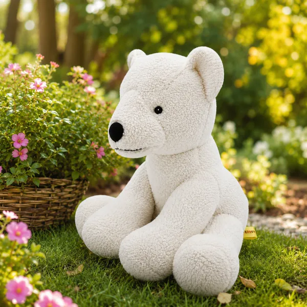 White Sherpa Polar Bear Plush Toy For Kids - Image 5