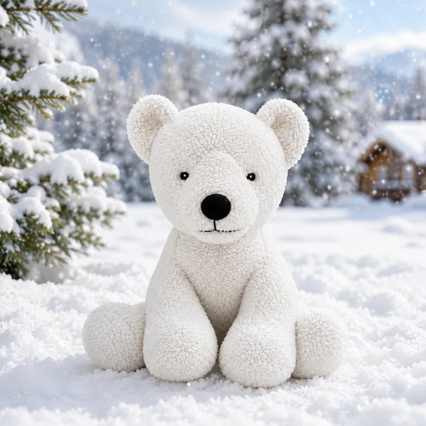 White Sherpa Polar Bear Plush Toy For Kids - Image 3