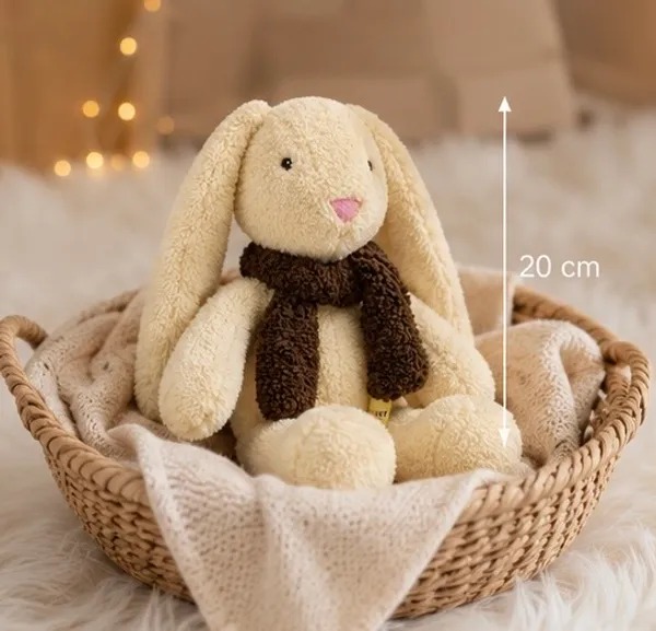 Cream Sherpa Seated Bunny Plush Toy For Kids - Image 6