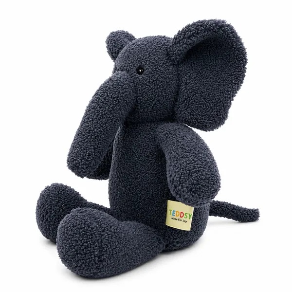 Black Sherpa Elephant Plush Toy For Kids - Image 3