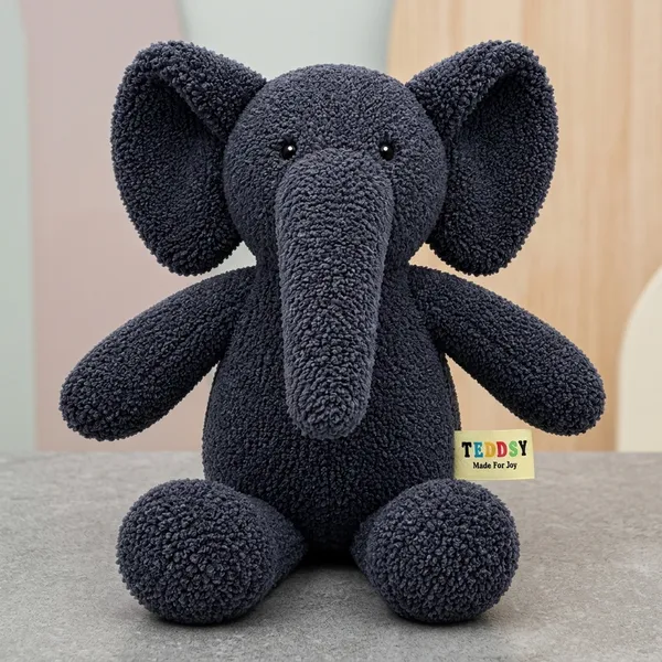 Black Sherpa Elephant Plush Toy For Kids - Image 1