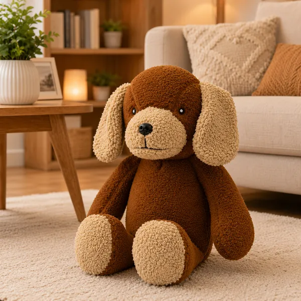 Brown Sherpa Floppy-Eared Dog Plush Toy For Kids - Image 6
