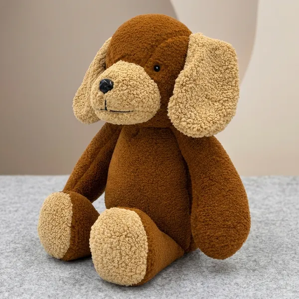 Brown Sherpa Floppy-Eared Dog Plush Toy For Kids - Image 1