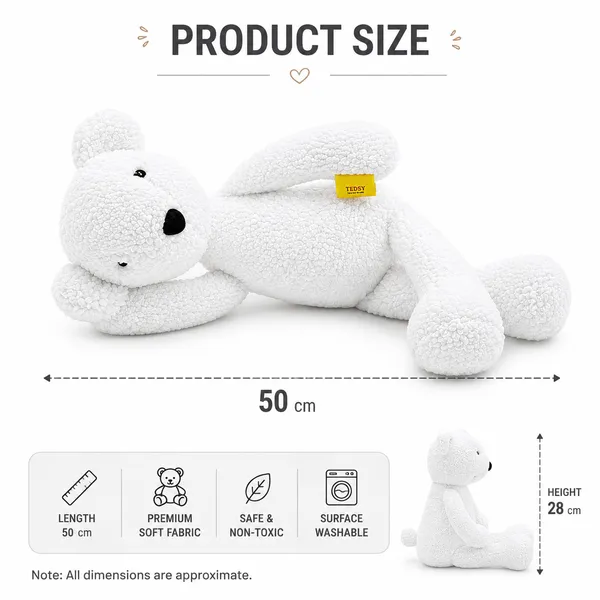 White Sherpa Teddy Bear Plush Toy For Kids - Image 5