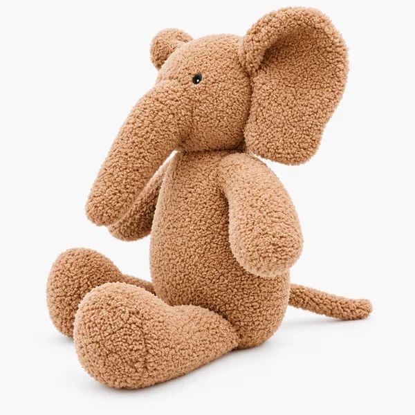 Beige Sherpa Seated Elephant Plush Toy For Kids - Image 2