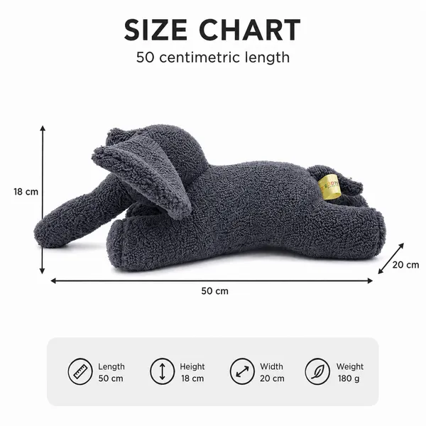 Grey Sherpa Lying Elephant Plush Toy For Kids - Image 3