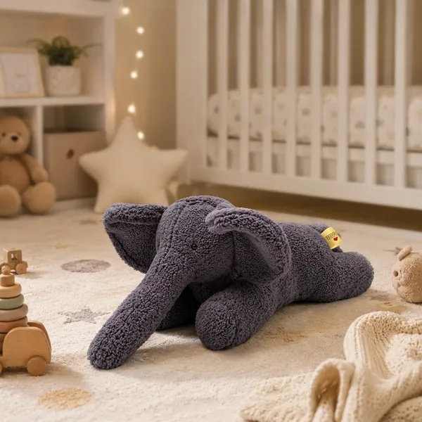 Grey Sherpa Lying Elephant Plush Toy For Kids - Image 4