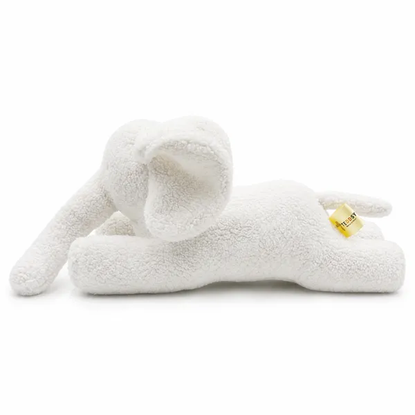 White Sherpa Lying Elephant Plush Toy For Kids - Image 2