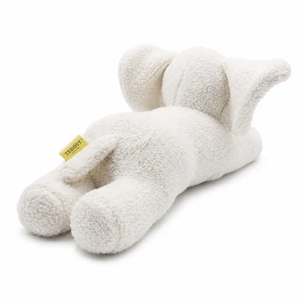 White Sherpa Lying Elephant Plush Toy For Kids - Image 3