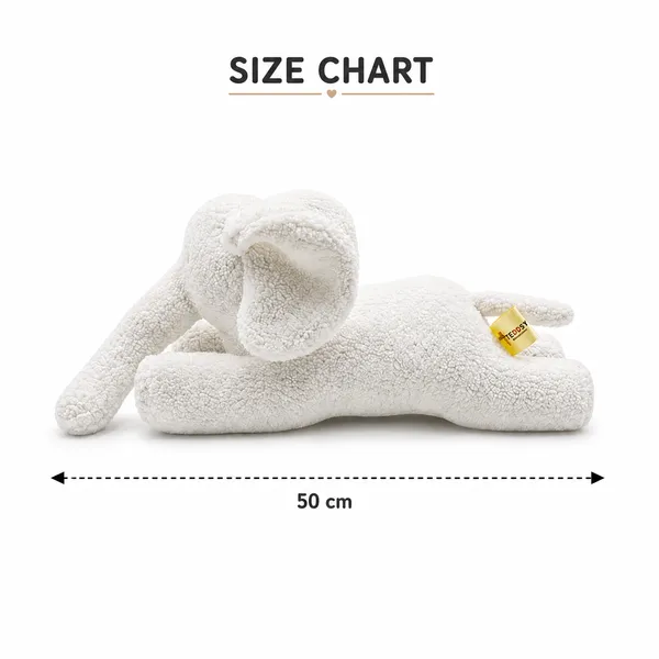 White Sherpa Lying Elephant Plush Toy For Kids - Image 4