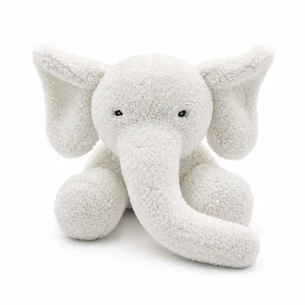 White Sherpa Lying Elephant Plush Toy For Kids - Image 5