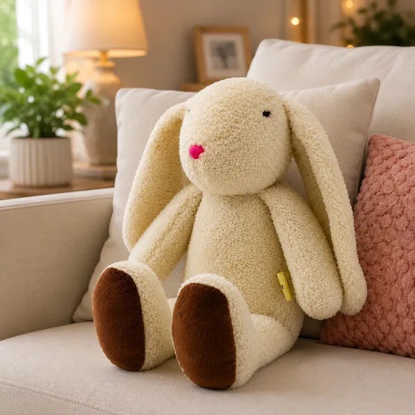 Cream Sherpa Bunny Plush Toy For Kids - Image 7