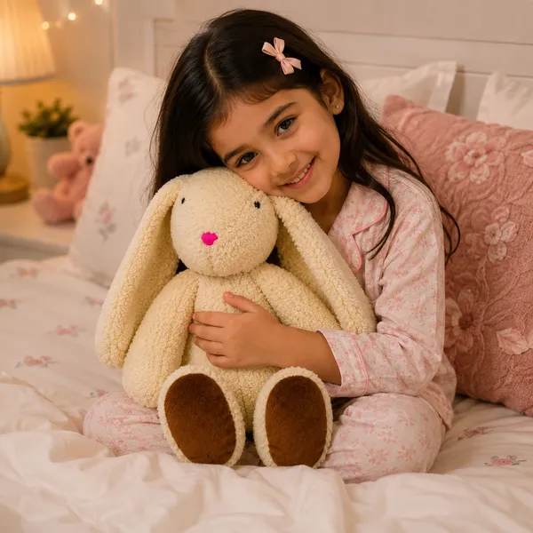 Cream Sherpa Bunny Plush Toy For Kids - Image 6