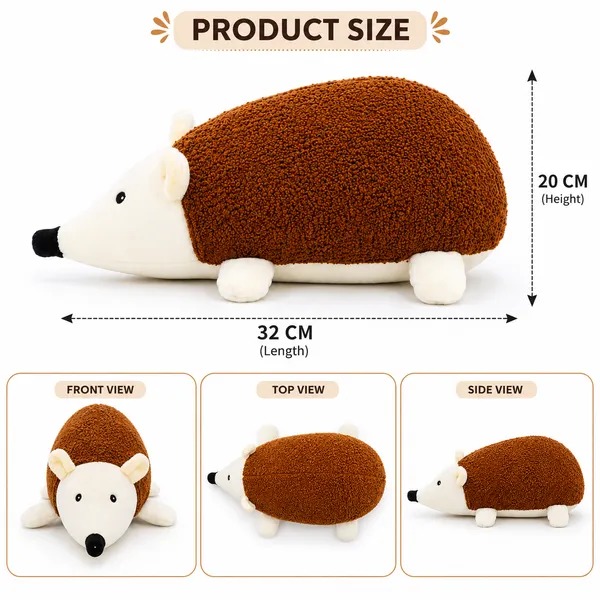 Brown Sherpa Hedgehog Plush Toy For Kids - Image 5