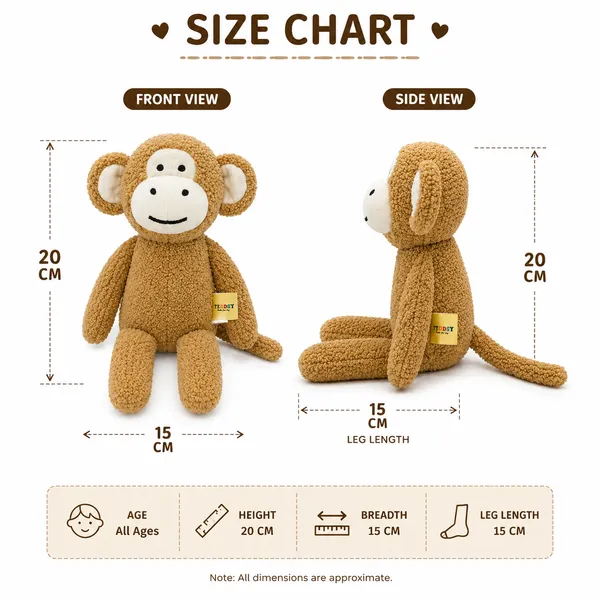Beige Sherpa Monkey Plush Toy For Kids - Image 4