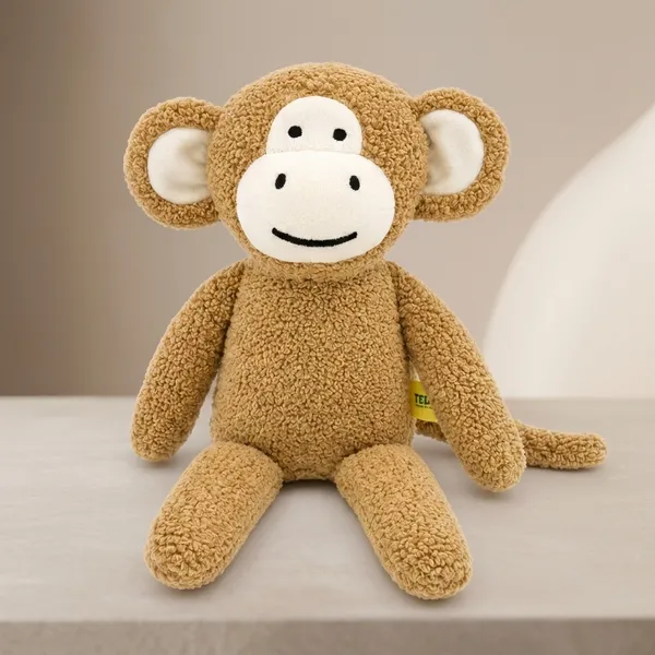 Beige Sherpa Monkey Plush Toy For Kids - Image 1