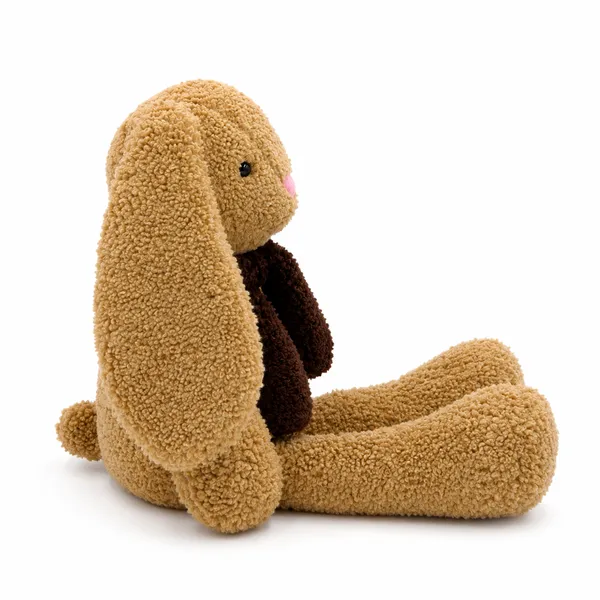 Brown Sherpa Seated Bunny Plush Toy For Kids - Image 7
