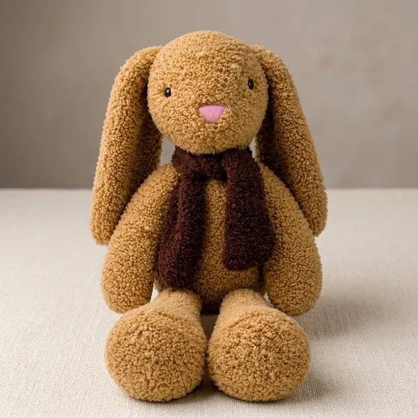 Brown Sherpa Seated Bunny Plush Toy For Kids - Image 1