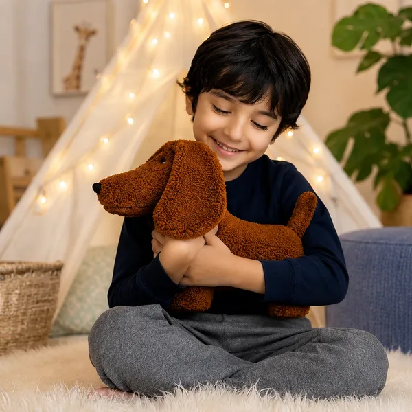 Brown Sherpa Dachshund Dog Plush Toy For Kids - Image 6