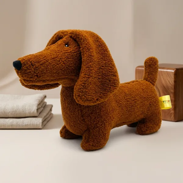 Brown Sherpa Dachshund Dog Plush Toy For Kids - Image 1