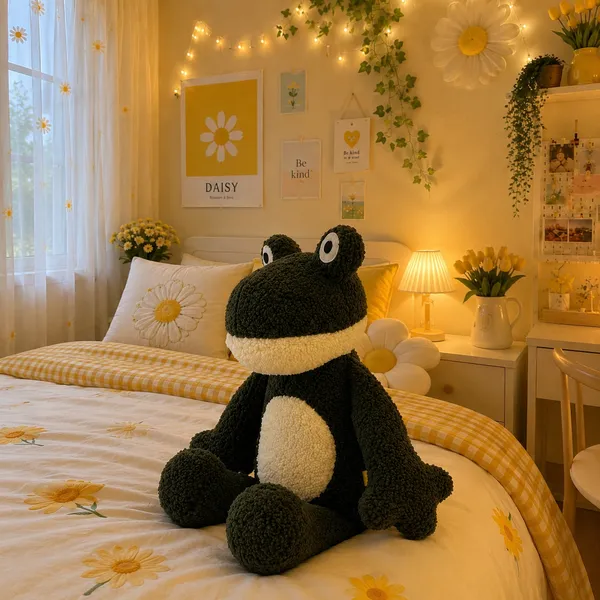 Black Sherpa Frog Plush Toy For Kids - Image 4